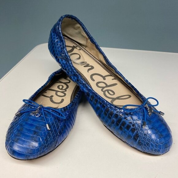 Sam Edelman Shoes - SAM EDELMAN Sz 8 Felicia Snake Pattern Blue Ballerina Ballet  Flats